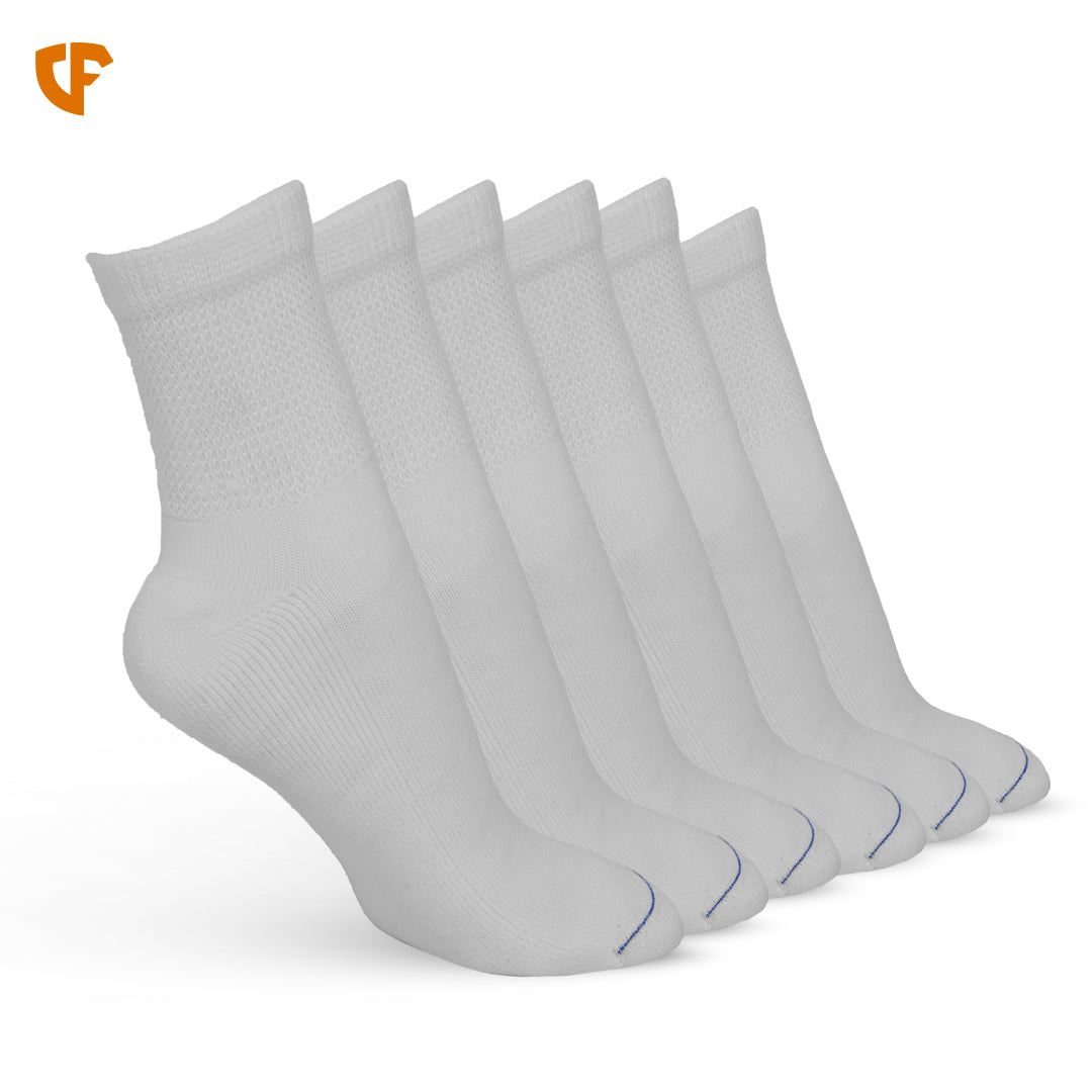 White Diabetic Crew Socks – Non-Binding, for Sensitive Feet
