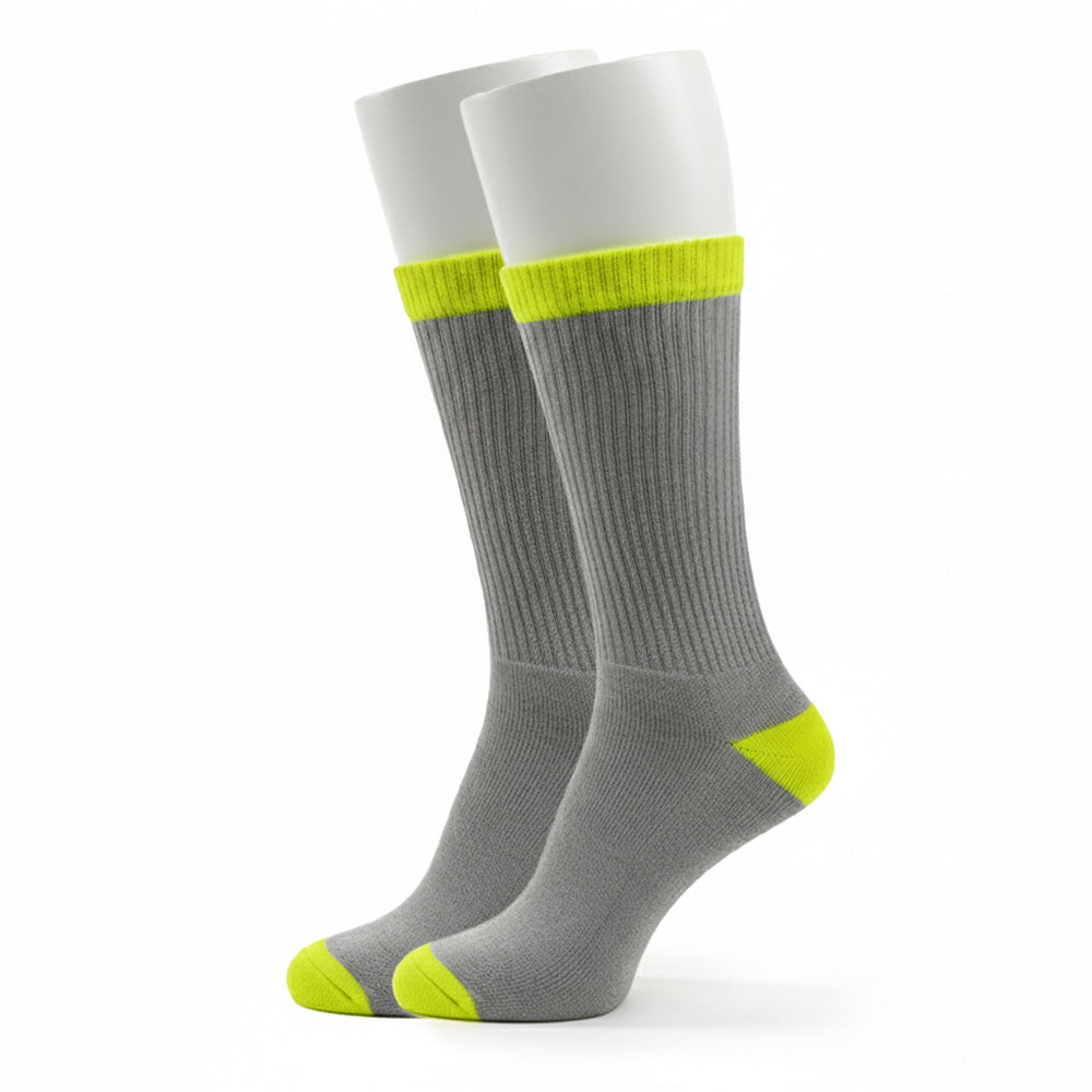 Unisex Crew Work Socks — Durable, Cushioned & Moisture — Wicking for Long Workdays and Boots — Neon Yellow