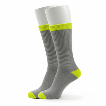 Unisex Crew Work Socks — Durable, Cushioned & Moisture — Wicking for Long Workdays and Boots — Neon Yellow