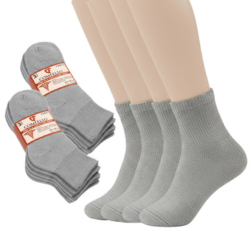 Diabetic Quarter socks for men and women — Soft stretch for sensitive feet — Grey
