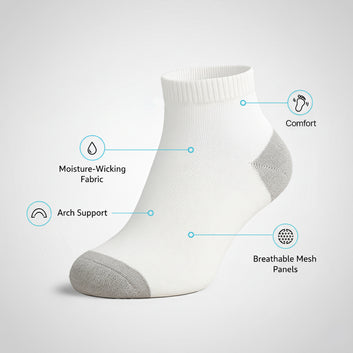 Unisex Ankle Sports Socks — Athletic Socks for Running, Gym Training & Everyday Comfort — White