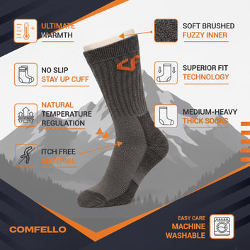 Men’s & Women’s Thermal Crew Socks - Soft, Thick & Heat Retaining Winter Socks