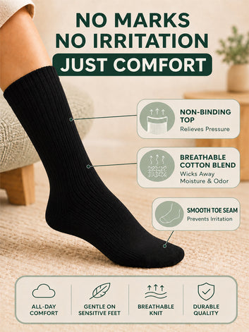 Diabetic Crew Socks for Men & Women – Soft Stretch, Seamless & Comfort Fit for Sensitive Feet