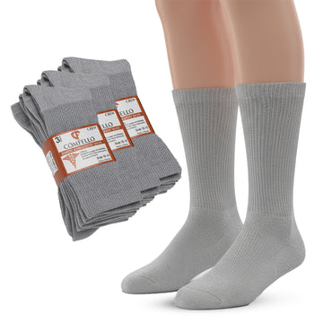 Diabetic Crew socks for men and women — Soft stretch for sensitive feet — Grey