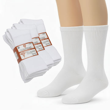 Diabetic Crew socks for men and women — Soft stretch for sensitive feet —  White