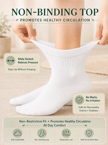 Diabetic Quarter Socks for Men & Women – Soft Stretch, Seamless & Comfort Fit for Sensitive Feet