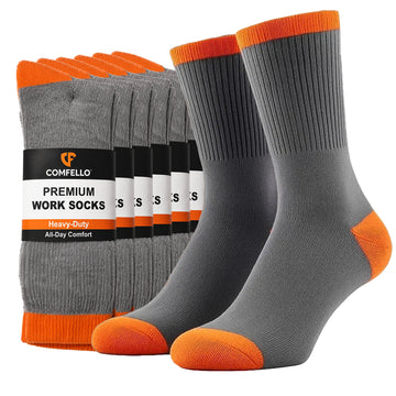 Unisex Crew Work Socks — Durable, Cushioned & Moisture — Wicking for Long Workdays and Boots — Orange